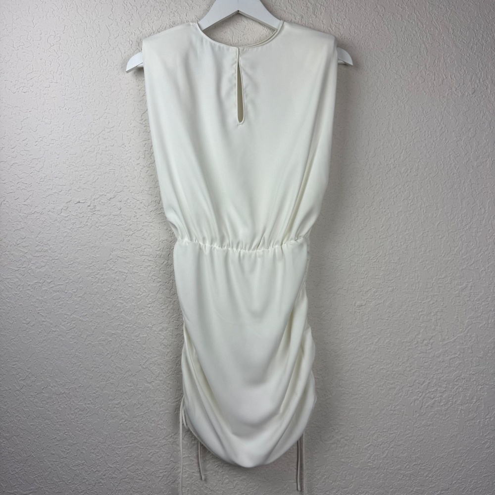 *Amanda Uprichard Womens White Ruched Aisling Sleeveless Midi Dress Size S - Picture 3 of 11